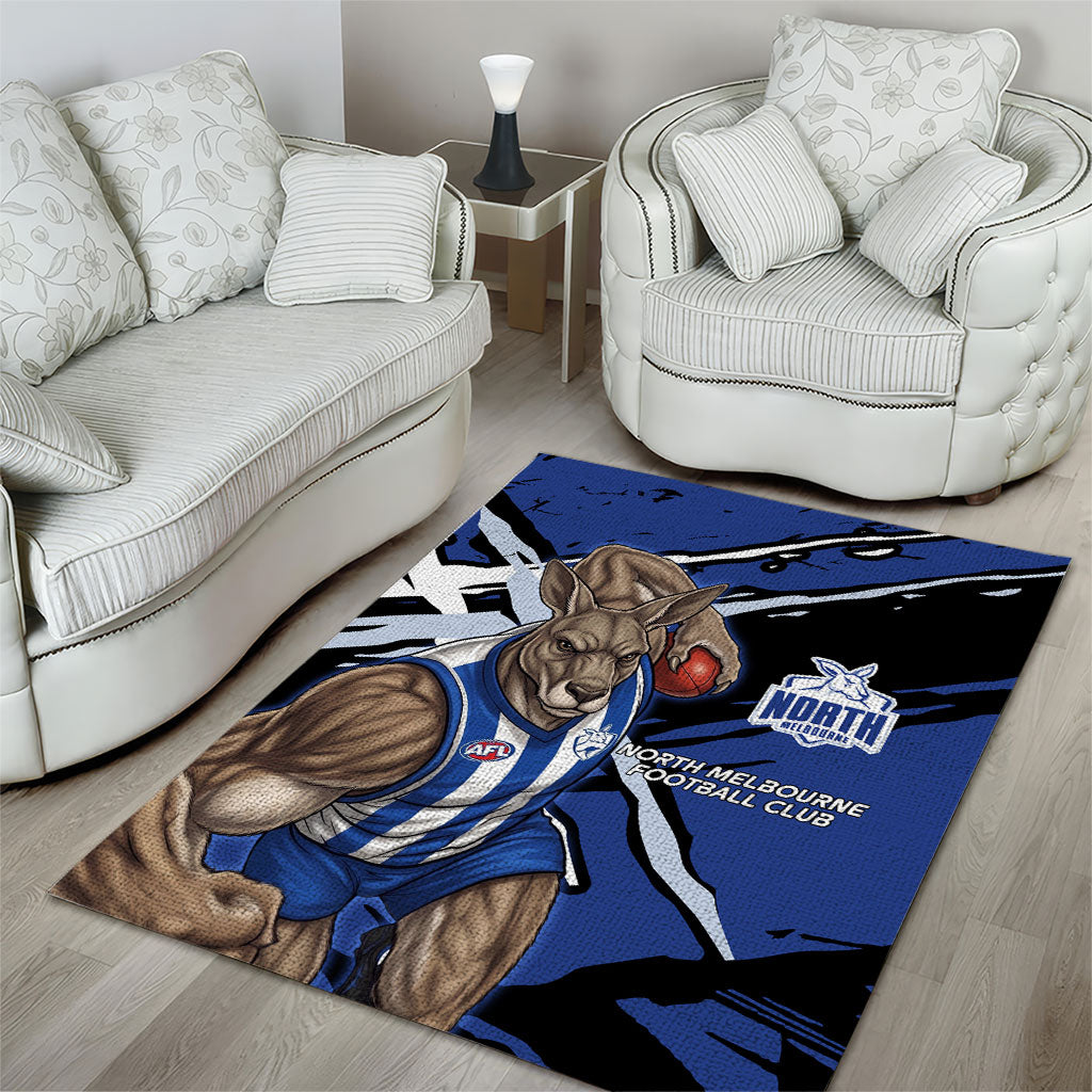 North Melbourne Football Club Area Rug Kangaroos Muscular Mascot Graphic - Abstract Paint Splatter Art