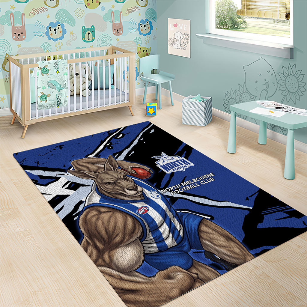 North Melbourne Football Club Area Rug Kangaroos Muscular Mascot Graphic - Abstract Paint Splatter Art