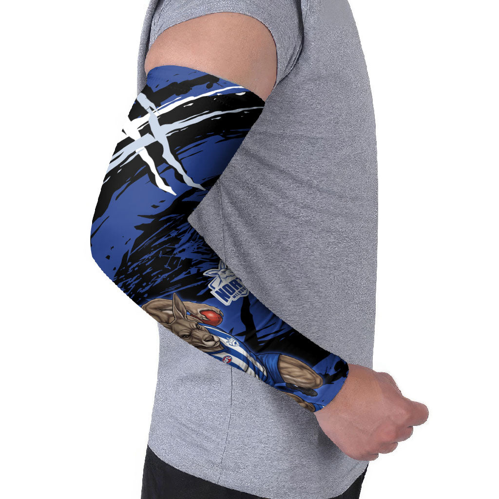North Melbourne Football Club Arm Sleeves Kangaroos Muscular Mascot Graphic - Abstract Paint Splatter Art