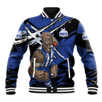 North Melbourne Football Club Baseball Jacket Kangaroos Muscular Mascot Graphic - Abstract Paint Splatter Art