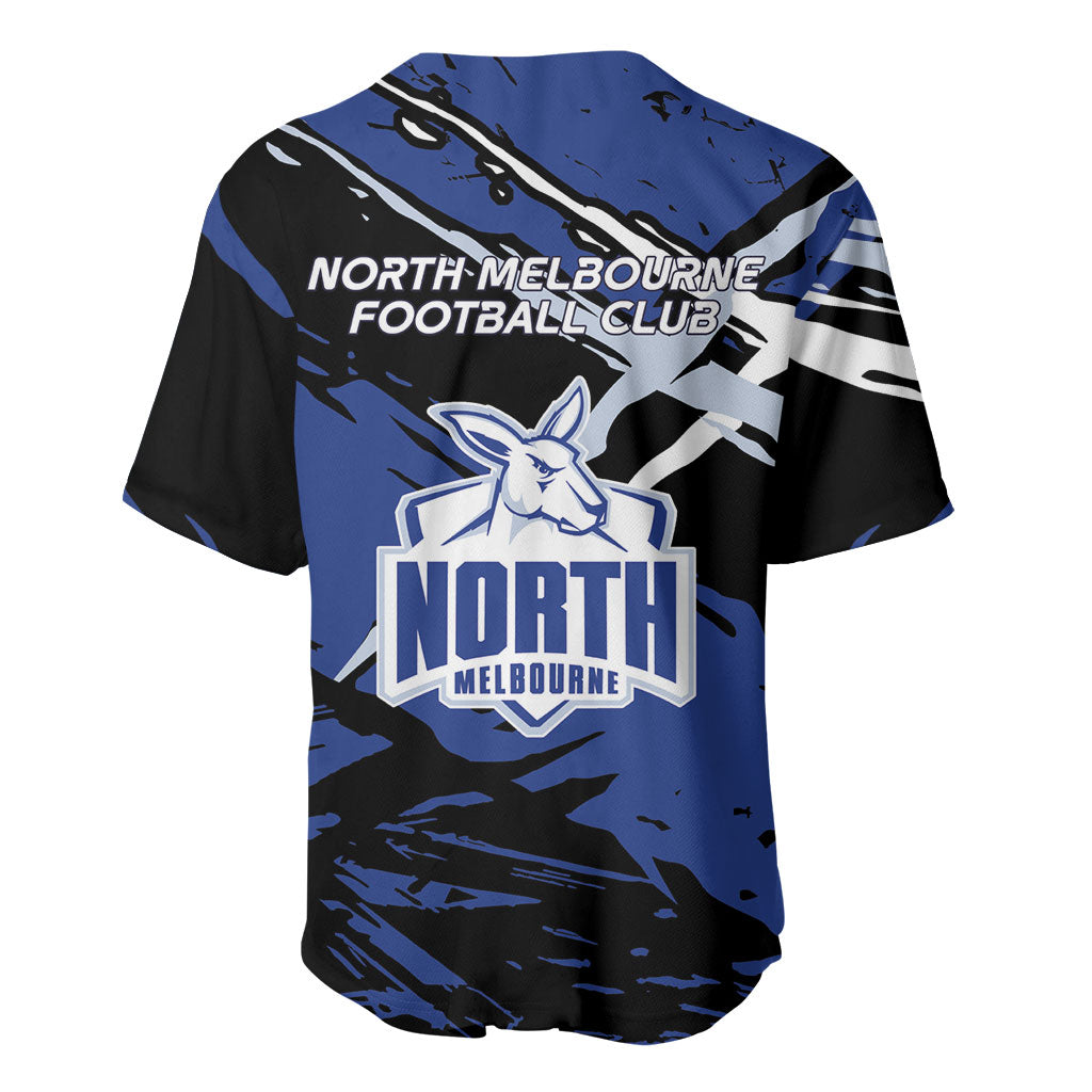 North Melbourne Football Club Baseball Jersey Kangaroos Muscular Mascot Graphic - Abstract Paint Splatter Art