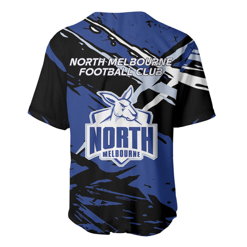North Melbourne Football Club Baseball Jersey Kangaroos Muscular Mascot Graphic - Abstract Paint Splatter Art