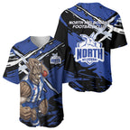 North Melbourne Football Club Baseball Jersey Kangaroos Muscular Mascot Graphic - Abstract Paint Splatter Art