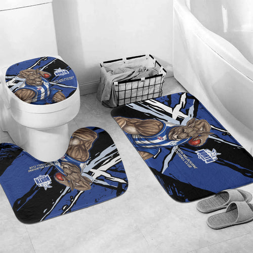 North Melbourne Football Club Bathroom Set Kangaroos Muscular Mascot Graphic - Abstract Paint Splatter Art