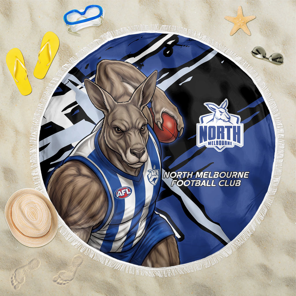 North Melbourne Football Club Beach Blanket Kangaroos Muscular Mascot Graphic - Abstract Paint Splatter Art