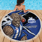 North Melbourne Football Club Beach Blanket Kangaroos Muscular Mascot Graphic - Abstract Paint Splatter Art