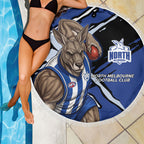 North Melbourne Football Club Beach Blanket Kangaroos Muscular Mascot Graphic - Abstract Paint Splatter Art