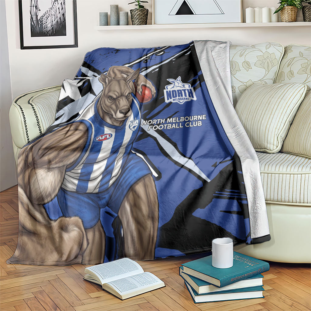 North Melbourne Football Club Blanket Kangaroos Muscular Mascot Graphic - Abstract Paint Splatter Art