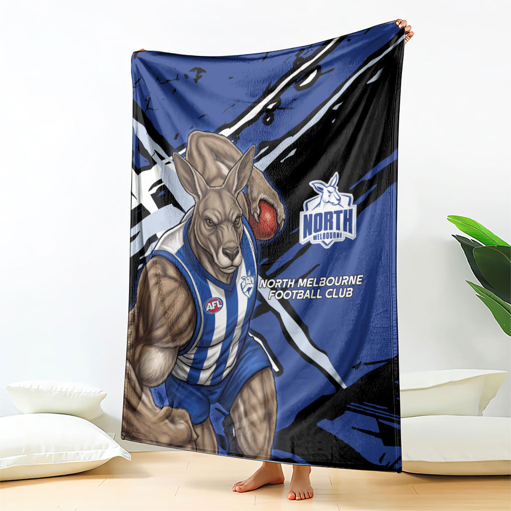 North Melbourne Football Club Blanket Kangaroos Muscular Mascot Graphic - Abstract Paint Splatter Art