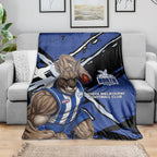 North Melbourne Football Club Blanket Kangaroos Muscular Mascot Graphic - Abstract Paint Splatter Art