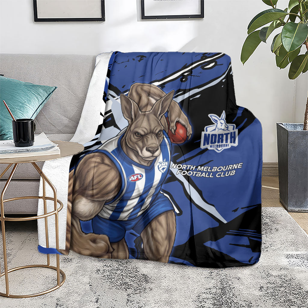 North Melbourne Football Club Blanket Kangaroos Muscular Mascot Graphic - Abstract Paint Splatter Art
