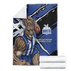 North Melbourne Football Club Blanket Kangaroos Muscular Mascot Graphic - Abstract Paint Splatter Art