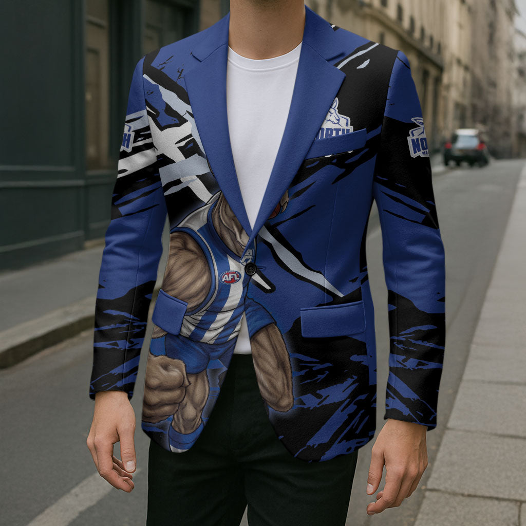 North Melbourne Football Club Blazer Kangaroos Muscular Mascot Graphic - Abstract Paint Splatter Art