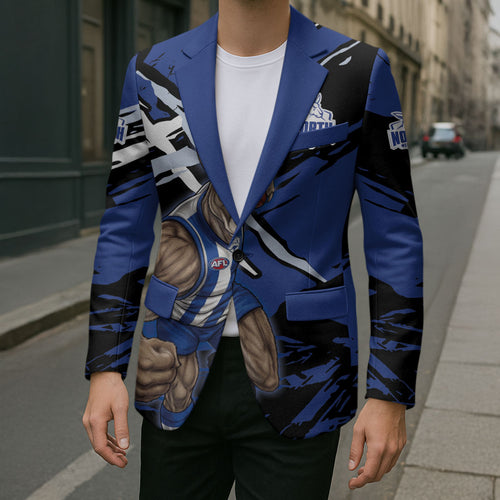 North Melbourne Football Club Blazer Kangaroos Muscular Mascot Graphic - Abstract Paint Splatter Art