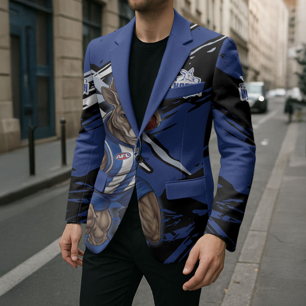 North Melbourne Football Club Blazer Kangaroos Muscular Mascot Graphic - Abstract Paint Splatter Art