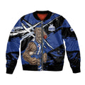 North Melbourne Football Club Bomber Jacket Kangaroos Muscular Mascot Graphic - Abstract Paint Splatter Art