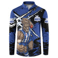 North Melbourne Football Club Button Sweatshirt Kangaroos Muscular Mascot Graphic - Abstract Paint Splatter Art