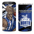 North Melbourne Football Club 4 in 1 Can Cooler Tumbler Kangaroos Muscular Mascot Graphic - Abstract Paint Splatter Art