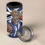 North Melbourne Football Club 4 in 1 Can Cooler Tumbler Kangaroos Muscular Mascot Graphic - Abstract Paint Splatter Art