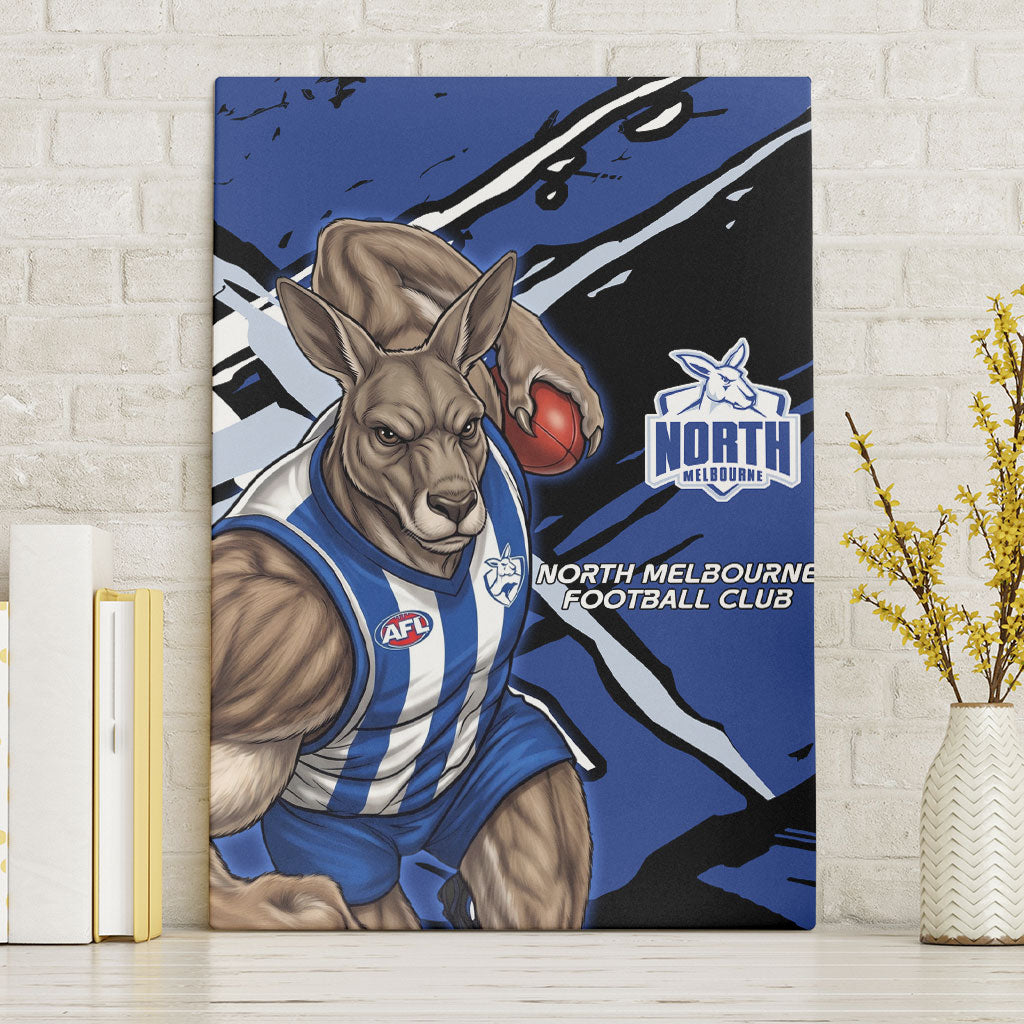 North Melbourne Football Club Canvas Wall Art Kangaroos Muscular Mascot Graphic - Abstract Paint Splatter Art