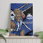 North Melbourne Football Club Canvas Wall Art Kangaroos Muscular Mascot Graphic - Abstract Paint Splatter Art