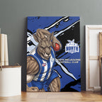 North Melbourne Football Club Canvas Wall Art Kangaroos Muscular Mascot Graphic - Abstract Paint Splatter Art