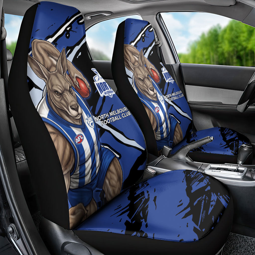 North Melbourne Football Club Car Seat Cover Kangaroos Muscular Mascot Graphic - Abstract Paint Splatter Art