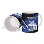 North Melbourne Football Club Ceramic Mug Kangaroos Muscular Mascot Graphic - Abstract Paint Splatter Art