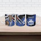 North Melbourne Football Club Ceramic Mug Kangaroos Muscular Mascot Graphic - Abstract Paint Splatter Art