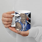 North Melbourne Football Club Ceramic Mug Kangaroos Muscular Mascot Graphic - Abstract Paint Splatter Art