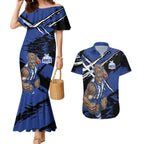 North Melbourne Football Club Couples Matching Mermaid Dress and Hawaiian Shirt Kangaroos Muscular Mascot Graphic - Abstract Paint Splatter Art