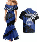 North Melbourne Football Club Couples Matching Mermaid Dress and Hawaiian Shirt Kangaroos Muscular Mascot Graphic - Abstract Paint Splatter Art