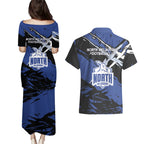 North Melbourne Football Club Couples Matching Puletasi and Hawaiian Shirt Kangaroos Muscular Mascot Graphic - Abstract Paint Splatter Art
