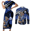 North Melbourne Football Club Couples Matching Short Sleeve Bodycon Dress and Long Sleeve Button Shirt Kangaroos Muscular Mascot Graphic - Abstract Paint Splatter Art