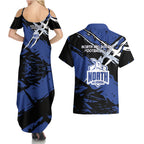 North Melbourne Football Club Couples Matching Summer Maxi Dress and Hawaiian Shirt Kangaroos Muscular Mascot Graphic - Abstract Paint Splatter Art