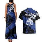 North Melbourne Football Club Couples Matching Tank Maxi Dress and Hawaiian Shirt Kangaroos Muscular Mascot Graphic - Abstract Paint Splatter Art