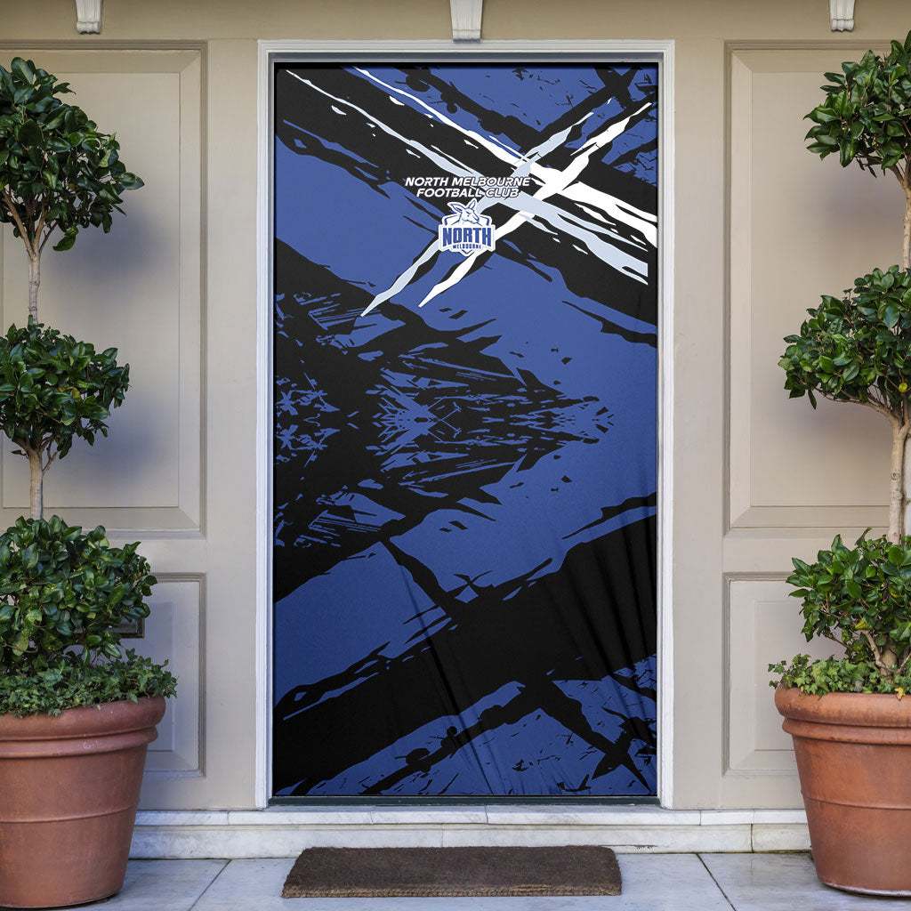 North Melbourne Football Club Door Cover Kangaroos Muscular Mascot Graphic - Abstract Paint Splatter Art