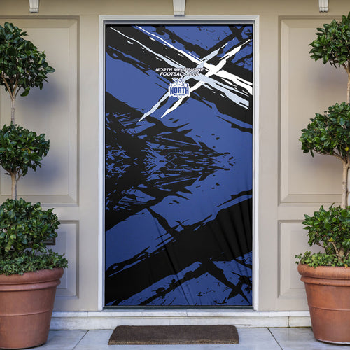 North Melbourne Football Club Door Cover Kangaroos Muscular Mascot Graphic - Abstract Paint Splatter Art