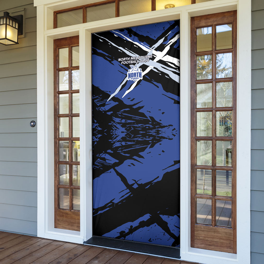 North Melbourne Football Club Door Cover Kangaroos Muscular Mascot Graphic - Abstract Paint Splatter Art
