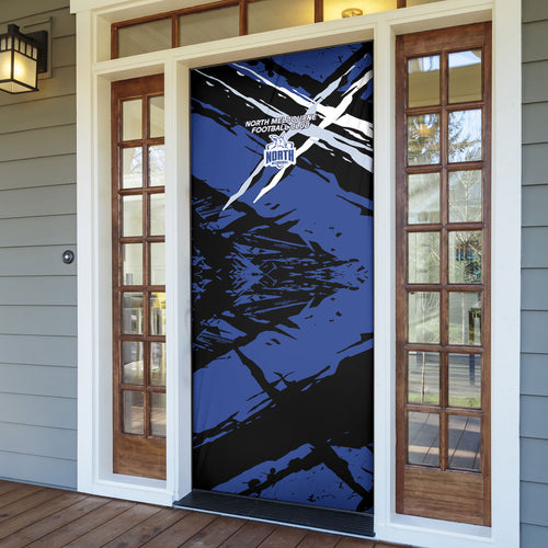 North Melbourne Football Club Door Cover Kangaroos Muscular Mascot Graphic - Abstract Paint Splatter Art