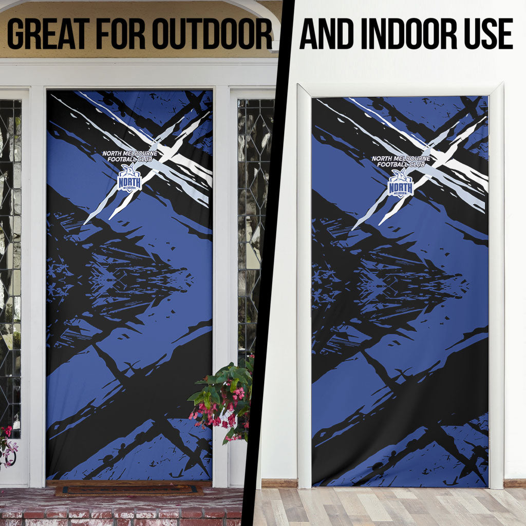 North Melbourne Football Club Door Cover Kangaroos Muscular Mascot Graphic - Abstract Paint Splatter Art