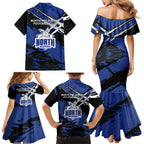 North Melbourne Football Club Family Matching Mermaid Dress and Hawaiian Shirt Kangaroos Muscular Mascot Graphic - Abstract Paint Splatter Art