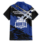 North Melbourne Football Club Family Matching Puletasi and Hawaiian Shirt Kangaroos Muscular Mascot Graphic - Abstract Paint Splatter Art