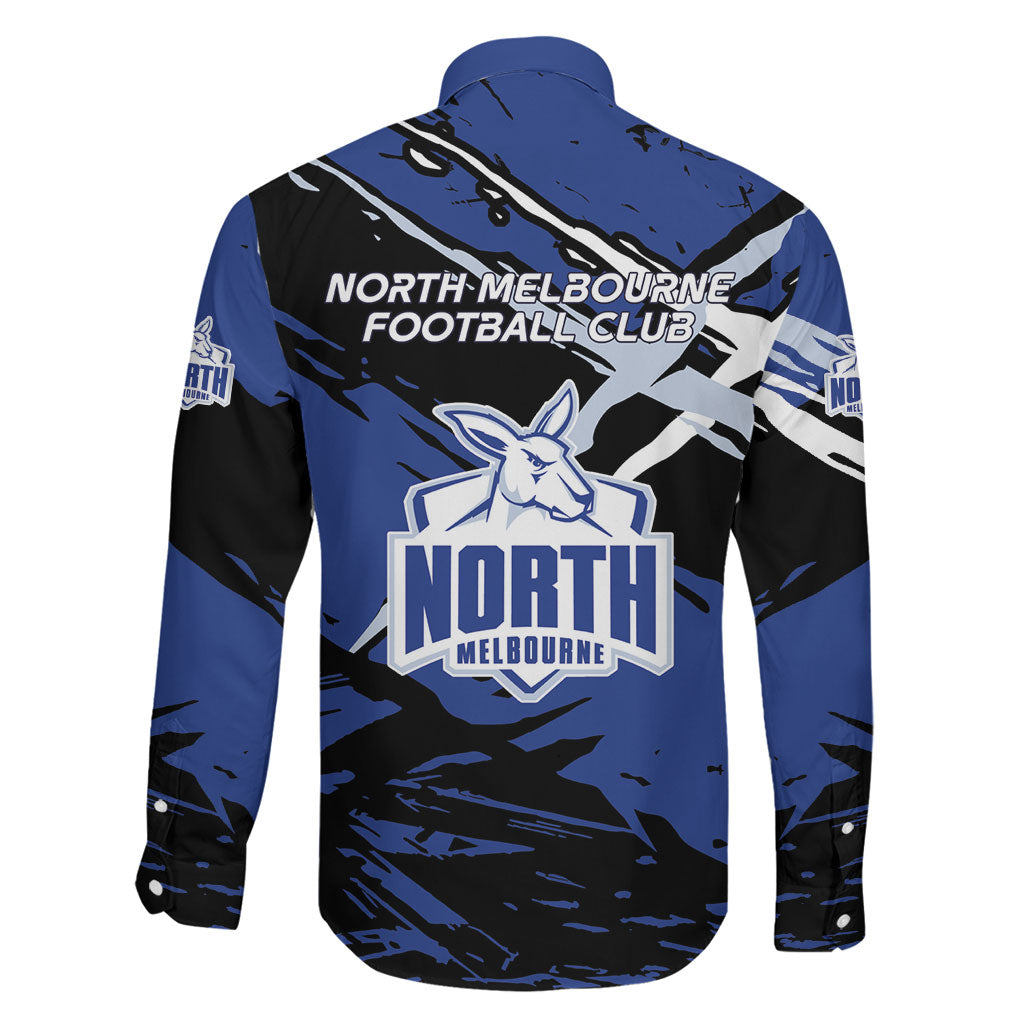 North Melbourne Football Club Family Matching Puletasi and Hawaiian Shirt Kangaroos Muscular Mascot Graphic - Abstract Paint Splatter Art