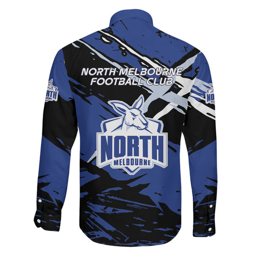 North Melbourne Football Club Family Matching Summer Maxi Dress and Hawaiian Shirt Kangaroos Muscular Mascot Graphic - Abstract Paint Splatter Art