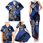 North Melbourne Football Club Family Matching Tank Maxi Dress and Hawaiian Shirt Kangaroos Muscular Mascot Graphic - Abstract Paint Splatter Art