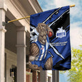North Melbourne Football Club Garden Flag Kangaroos Muscular Mascot Graphic - Abstract Paint Splatter Art