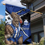 North Melbourne Football Club Garden Flag Kangaroos Muscular Mascot Graphic - Abstract Paint Splatter Art