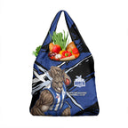 North Melbourne Football Club Grocery Bag Kangaroos Muscular Mascot Graphic - Abstract Paint Splatter Art