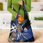 North Melbourne Football Club Grocery Bag Kangaroos Muscular Mascot Graphic - Abstract Paint Splatter Art